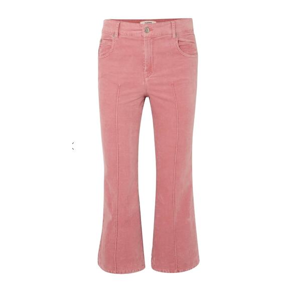 Isabel Marant 4 Anyree Pink VELVET $258 High Rise Pants Crop Flare Leg Jeans 36 - Picture 13 of 14